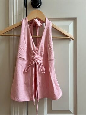 T.J.Maxx Light Pink Halter Tie-Front Camisole